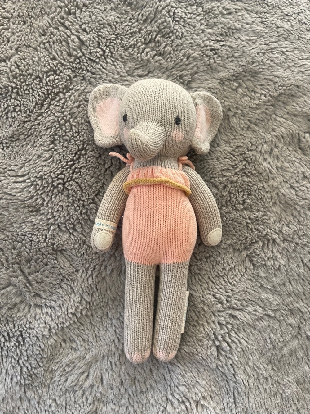 Cuddle and Kind Gray & Pink Elephant Knit Plush for Kids